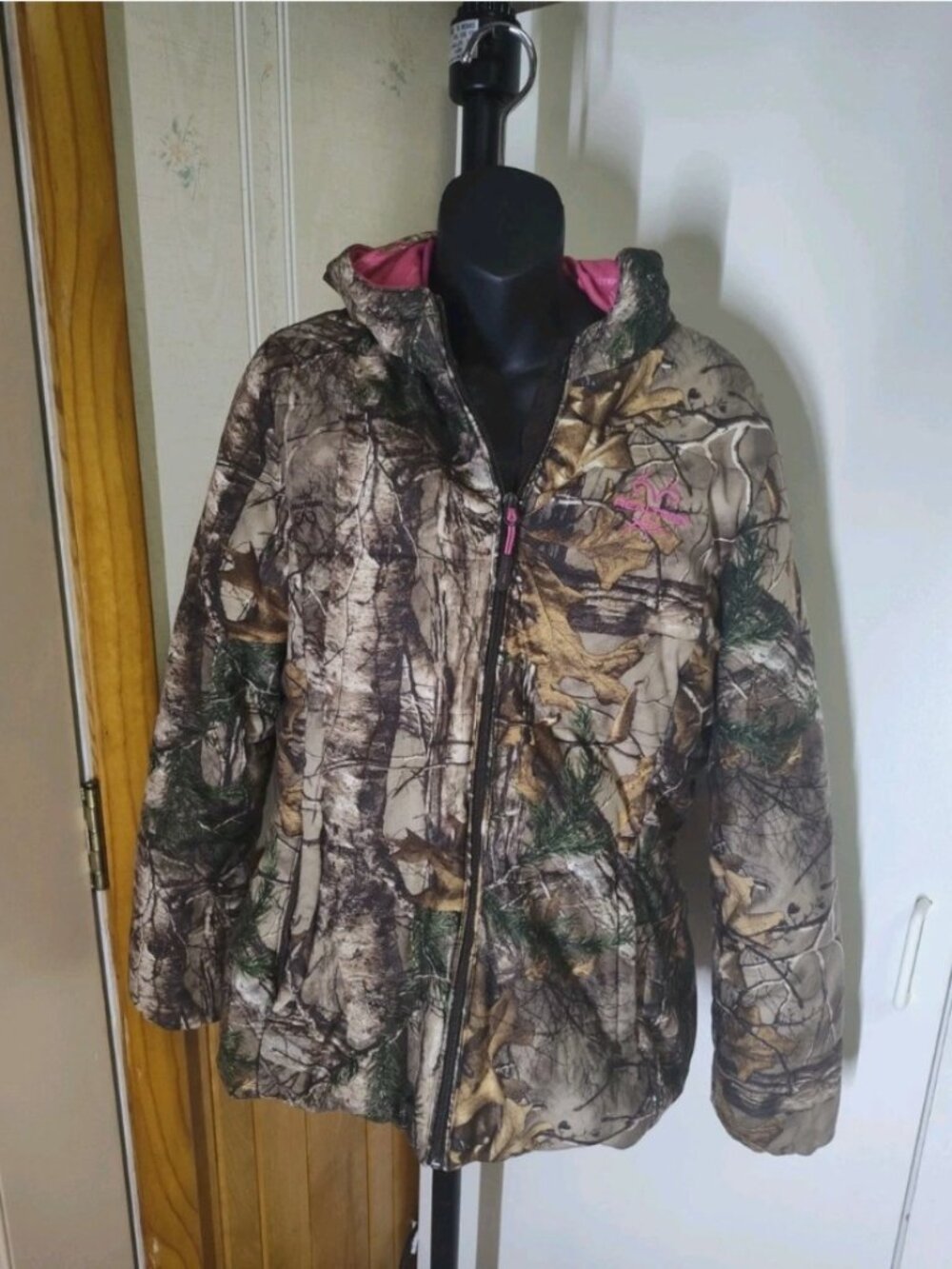 Realtree Xtra Jacket Womens Hooded Puffer Camo Fleece Line Outdoor Size Large